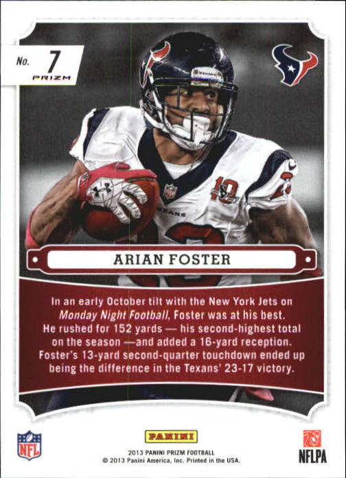 2013 Panini Prizm Monday Night Heroes Prizms Blue #7 Arian Foster