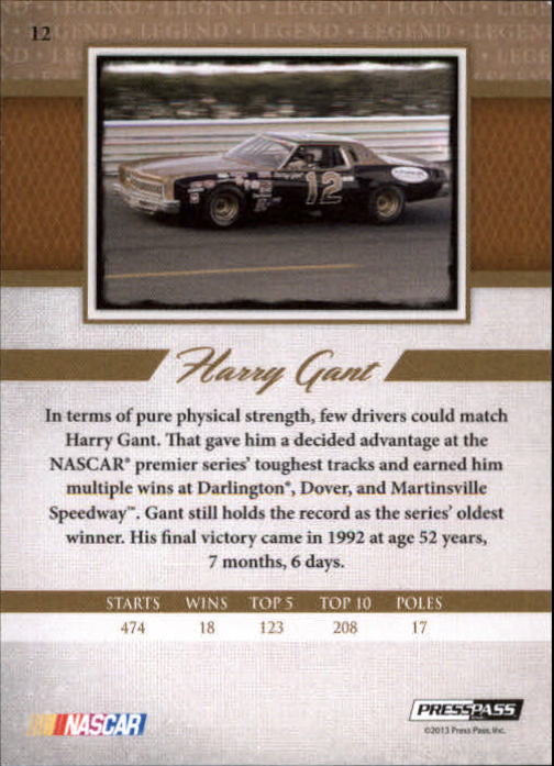 2013 Press Pass Legends Gold #12 Harry Gant back image