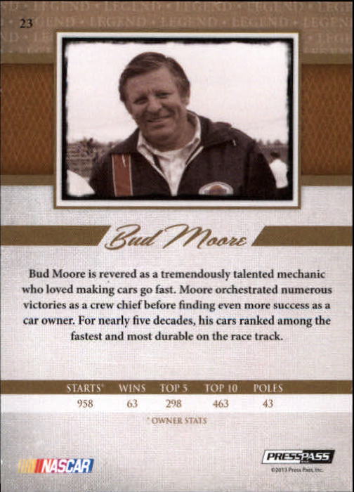 2013 Press Pass Legends Gold #23 Bud Moore back image