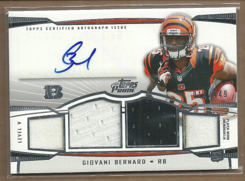 2013 Topps Prime Autographed Relics Level 5 Silver #PVGB Giovani Bernard/449