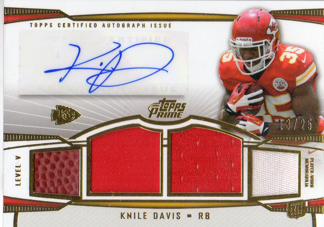 2013 Topps Prime Autographed Relics Level 5 Gold #PVKD Knile Davis