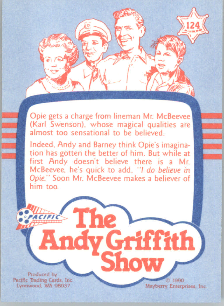 1990-91 Pacific Andy Griffith Show Complete Series #124 Mr. McBeevee back image