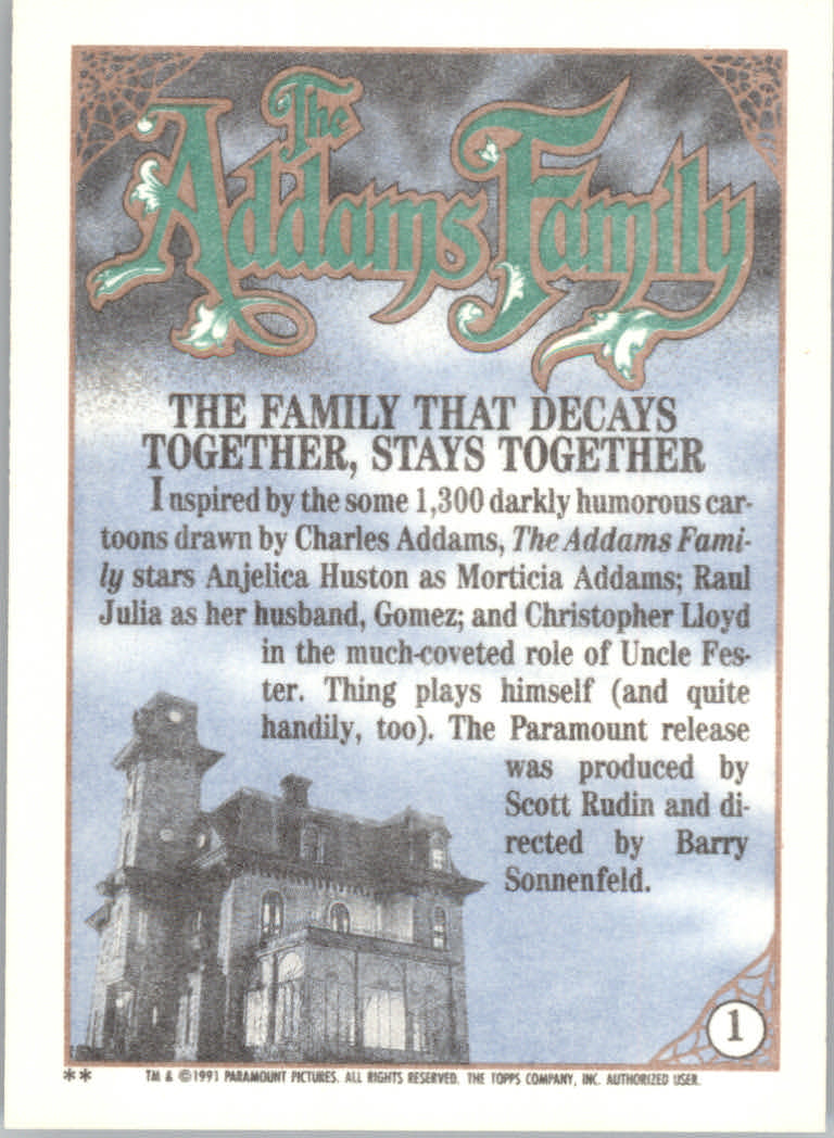 1991 Topps The Addams Family "Main Set" Base Cards