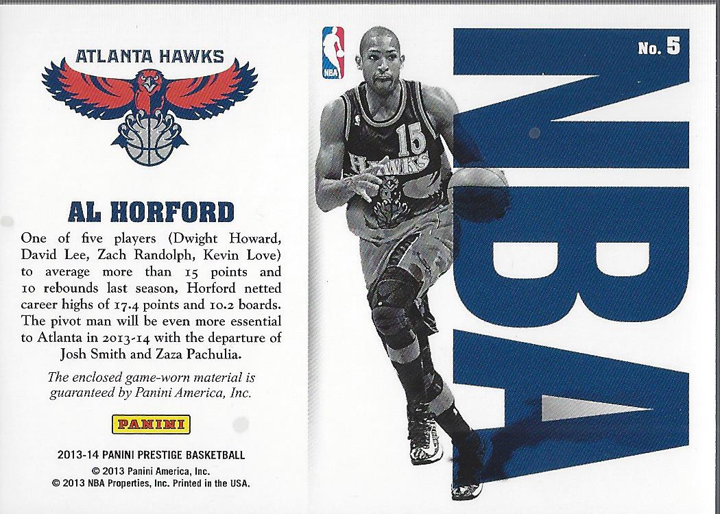 2013-14 Prestige NBA Materials #5 Al Horford back image