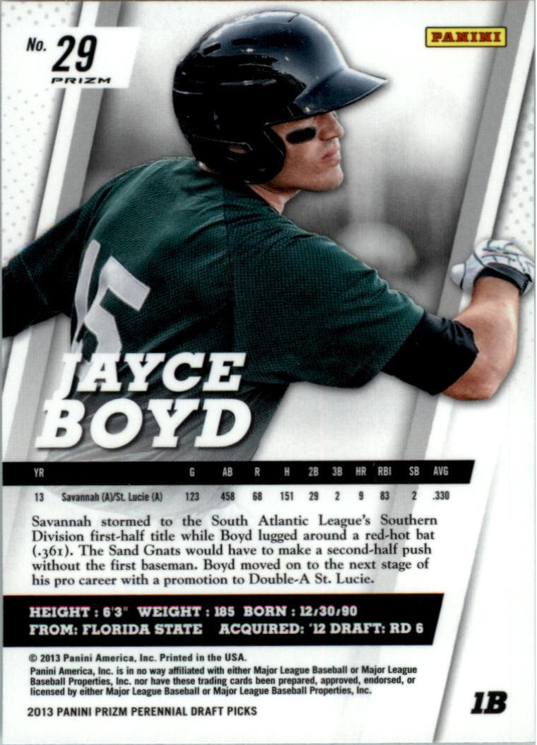 2013 Panini Prizm Perennial Draft Picks Prizms #29 Jayce Boyd back image