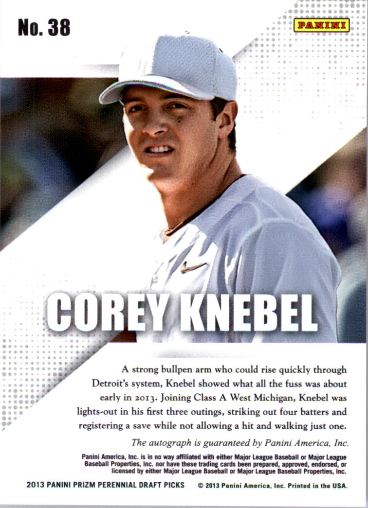 2013 Panini Prizm Perennial Draft Picks Prospect Signatures #38 Corey Knebel back image