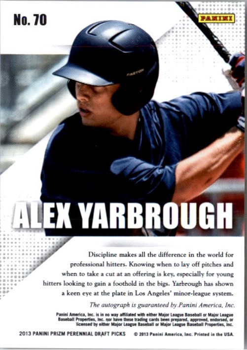 2013 Panini Prizm Perennial Draft Picks Prospect Signatures #70 Alex Yarbrough back image