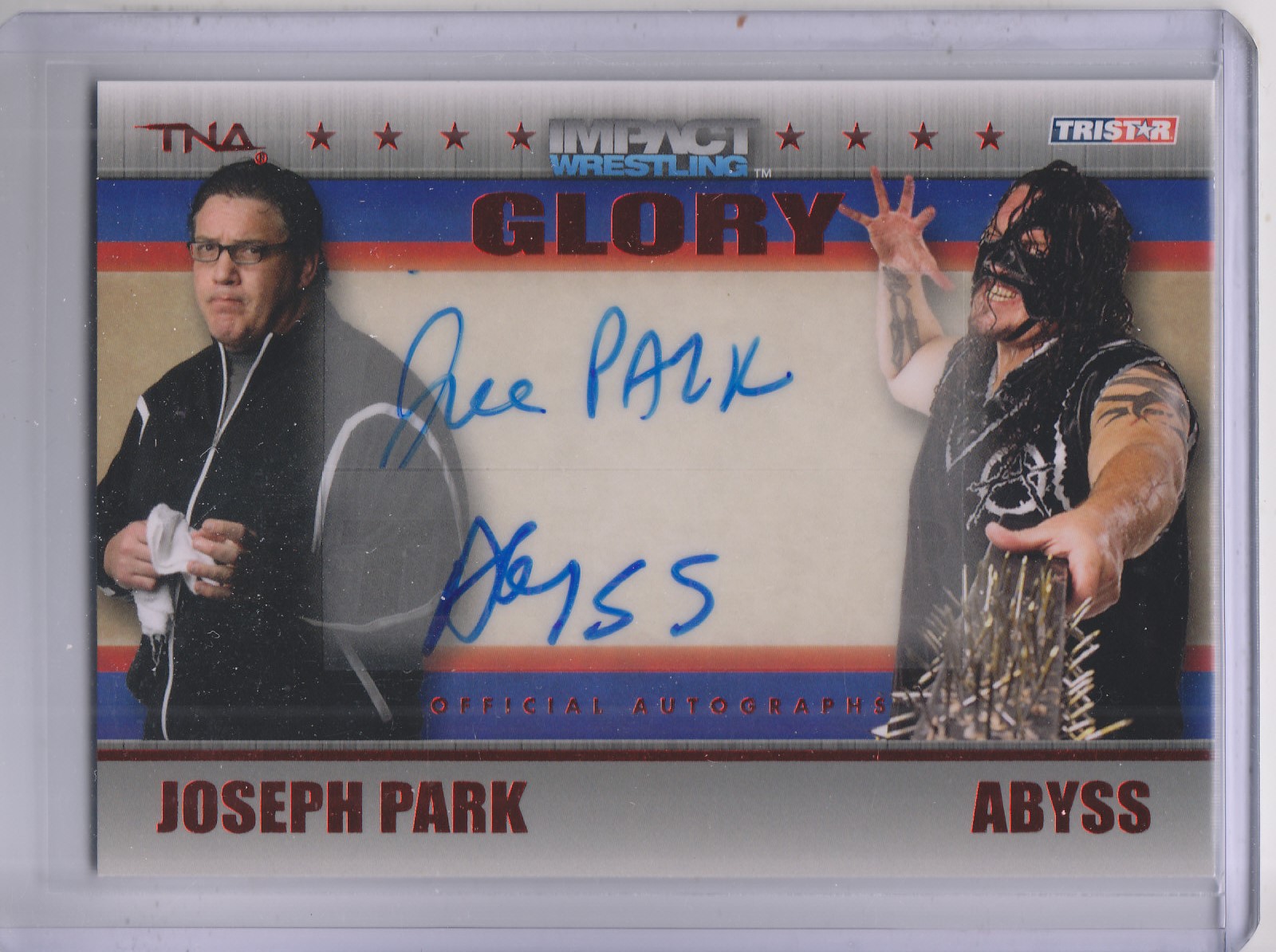 2013 TRISTAR TNA Impact Glory Dual Autographs Red #4 Joseph Park/ Abyss