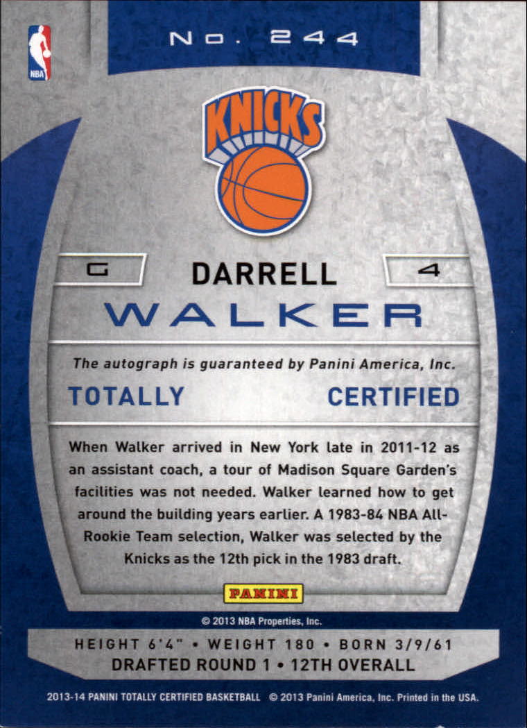 2013-14 Totally Certified Autographs #244 Darrell Walker back image