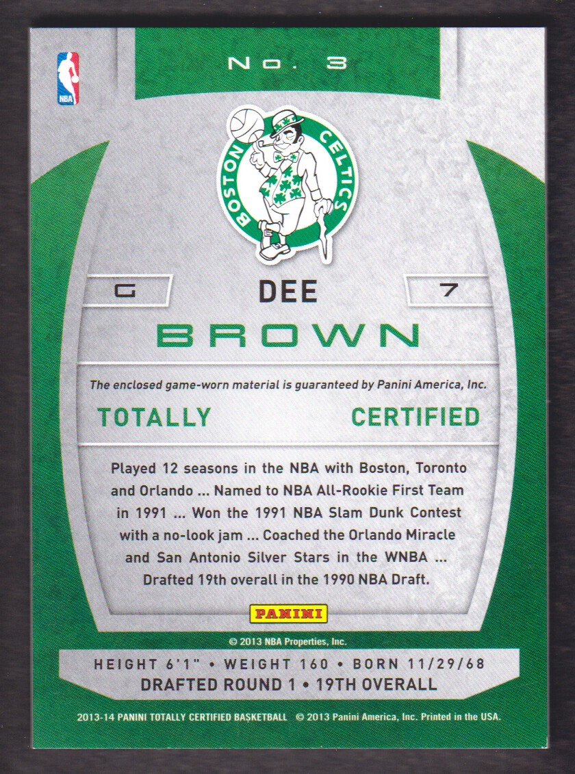2013-14 Totally Certified Materials #3 Dee Brown back image