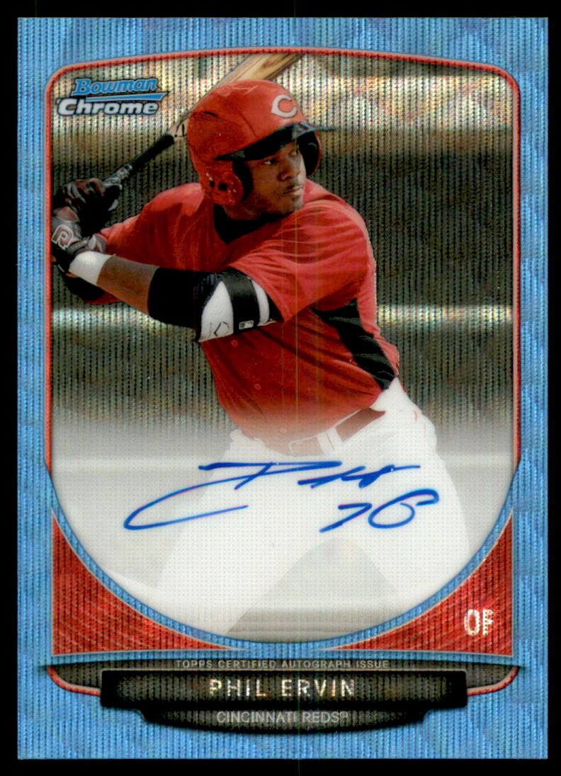 2013 Bowman Chrome Draft Draft Pick Autographs Blue Wave Refractors #PE Phil Ervin