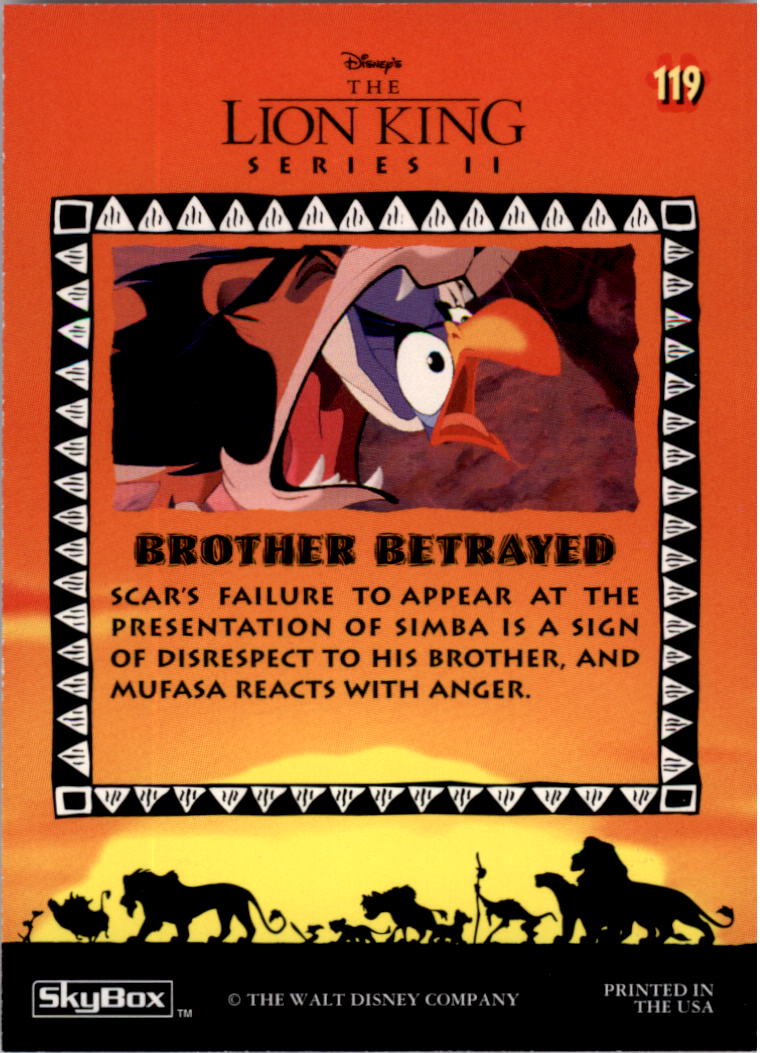 1994 SkyBox The Lion King #119 Brother Betrayed back image