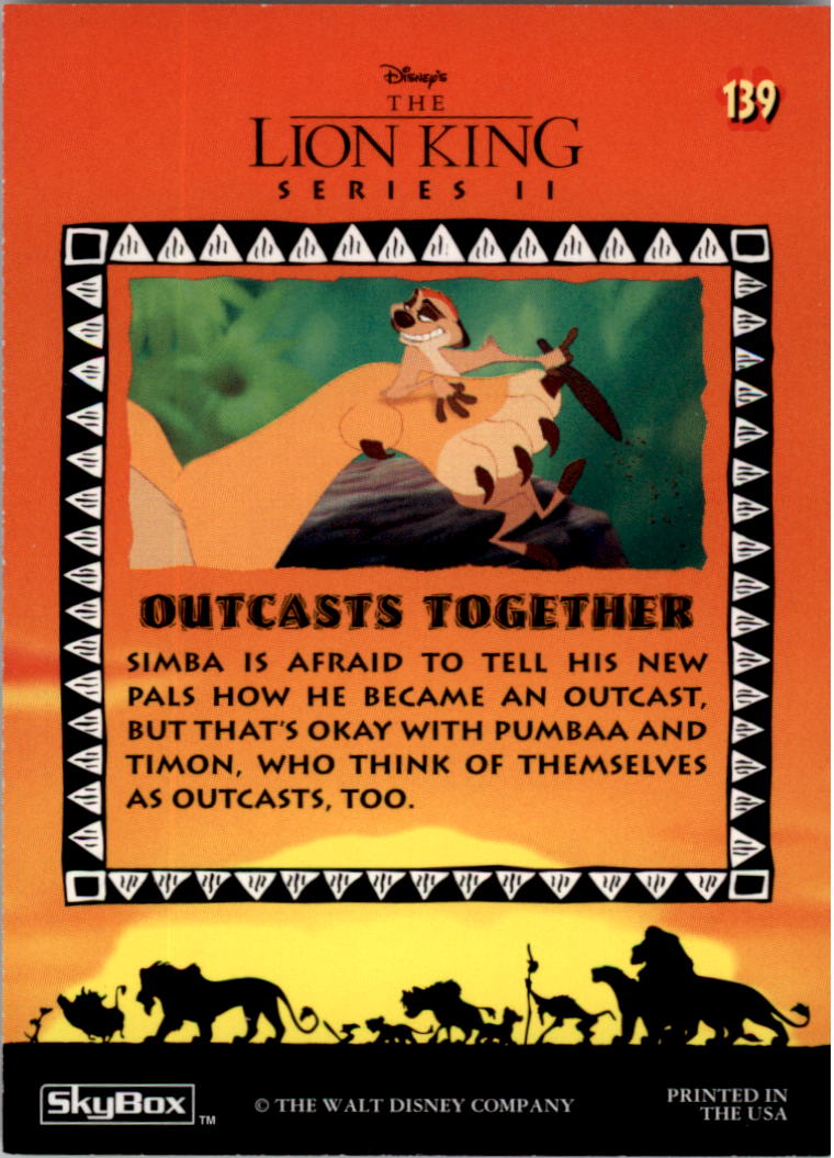 1994 SkyBox The Lion King #139 Outcasts Together back image