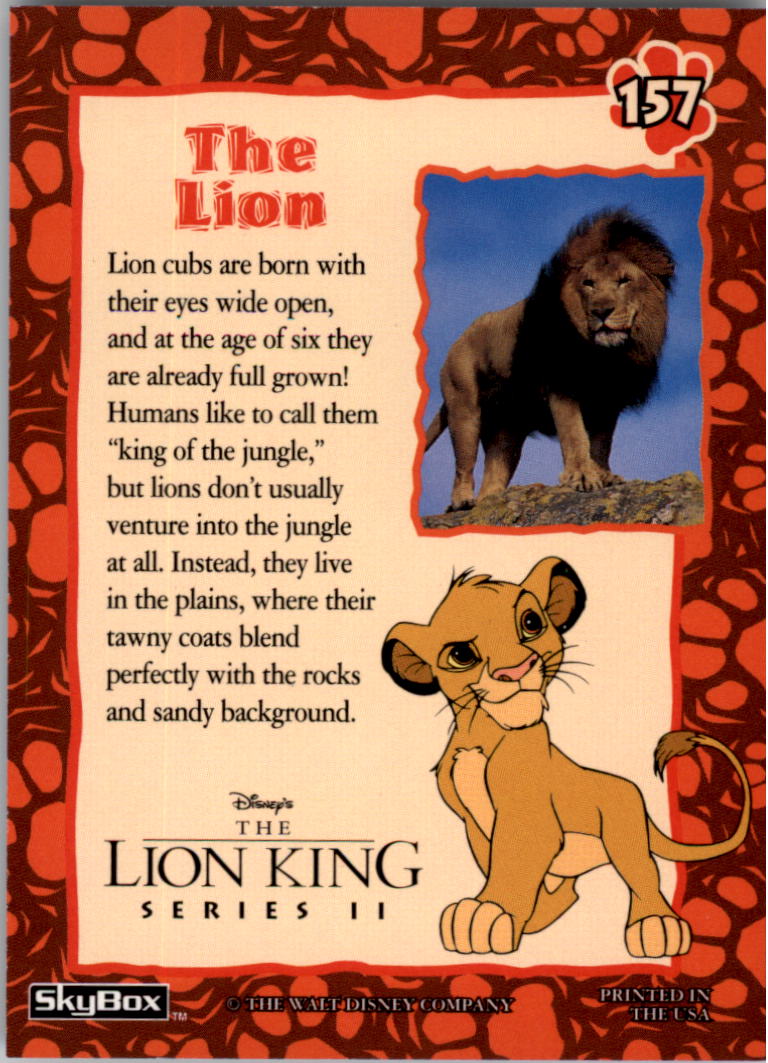 1994 SkyBox The Lion King #157 The Lion back image