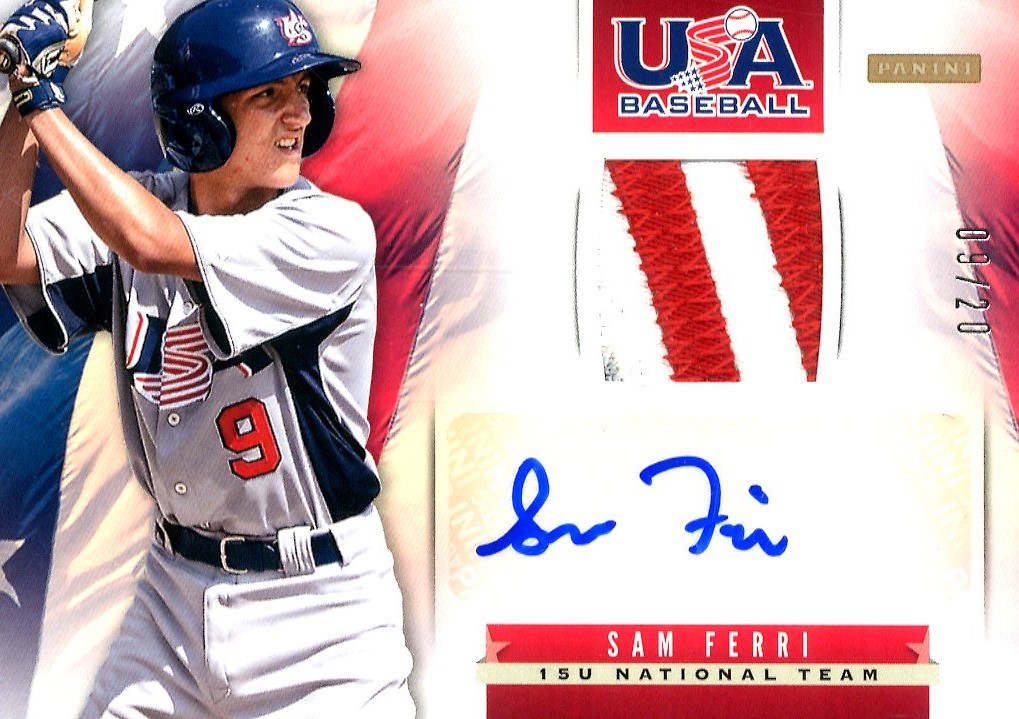 2013 USA Baseball 15U National Team Patches Signatures #4 Sam Ferri