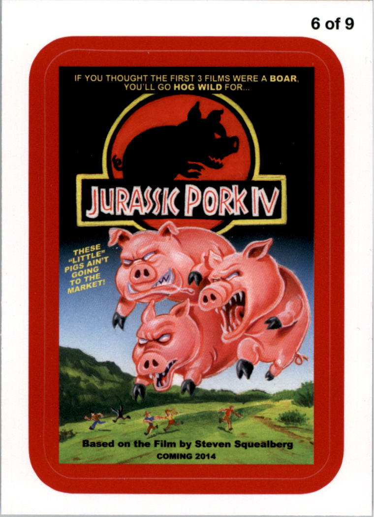2013 Topps Wacky Packages Series 11 Coming Distractions Red #6 Jurassic Pork IV