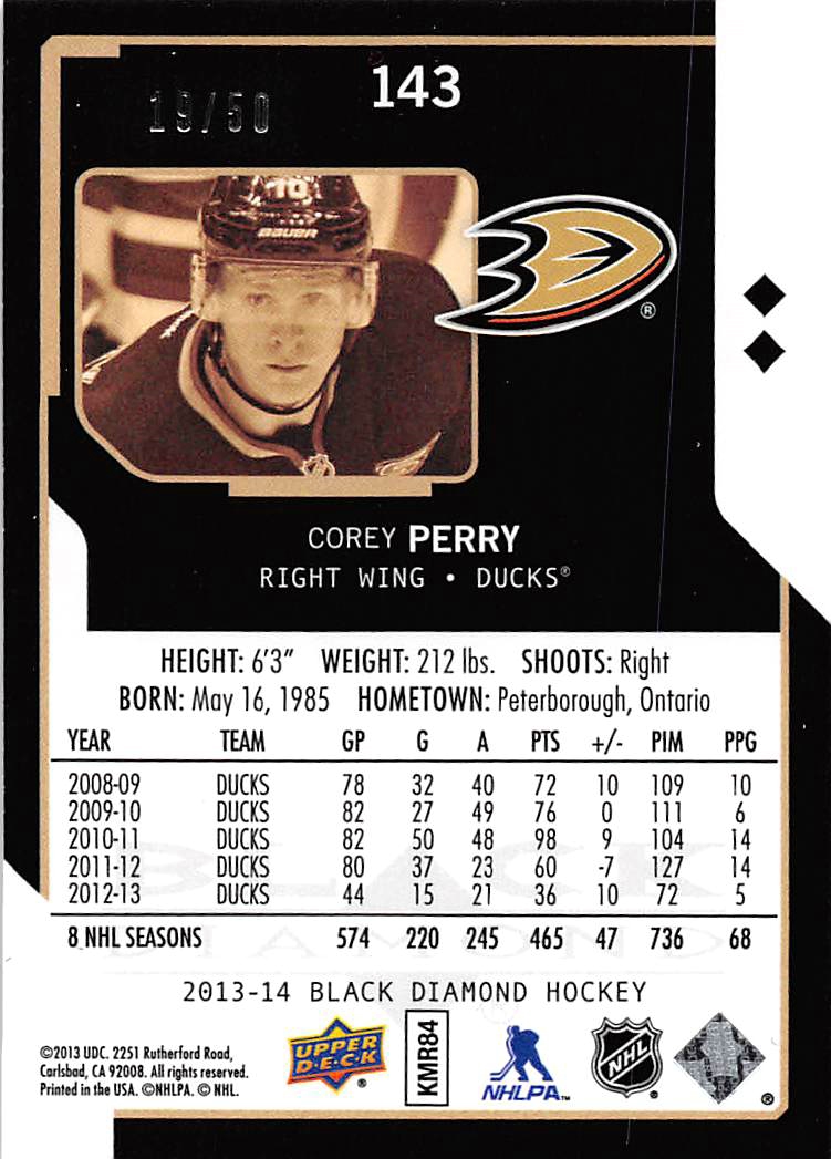 2013-14 Black Diamond Ruby #143 Corey Perry back image