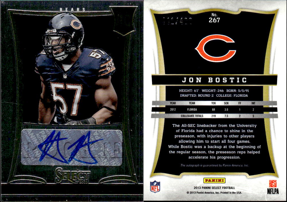 2013 Select Rookie Autographs #267 Jon Bostic/499