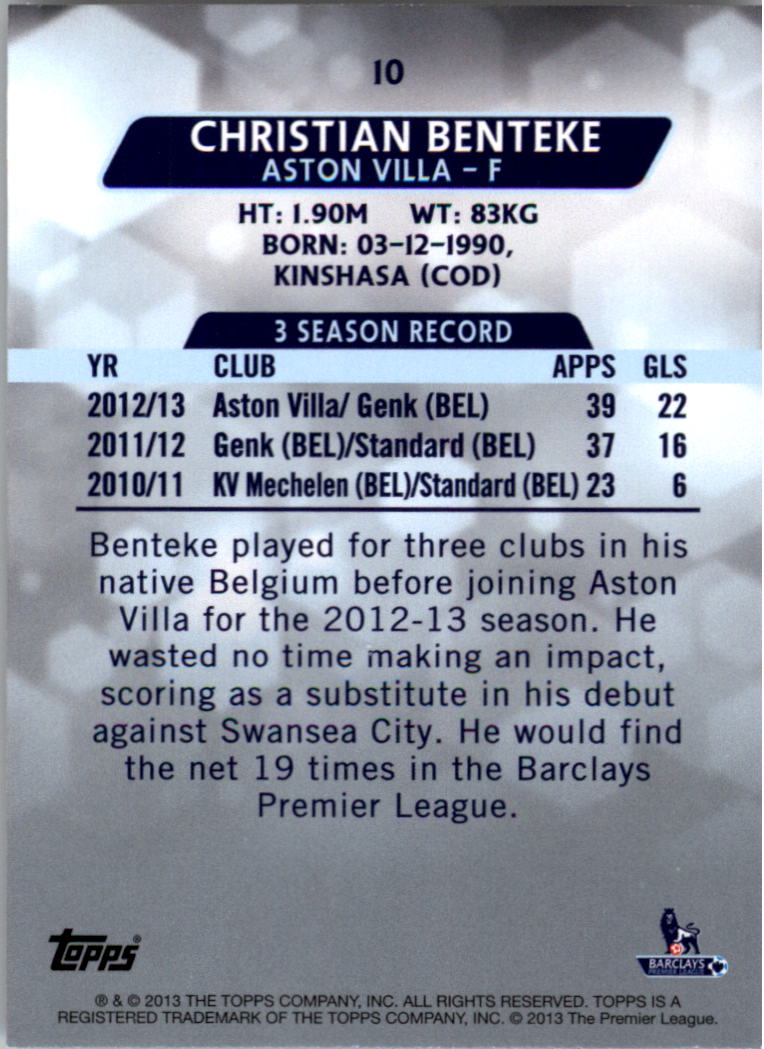 2013-14 Topps English Premier League Gold #10 Christian Benteke back image
