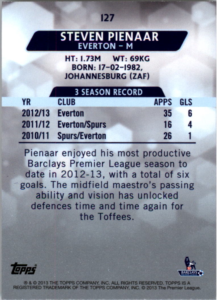 2013-14 Topps English Premier League Gold #127 Steven Pienaar back image