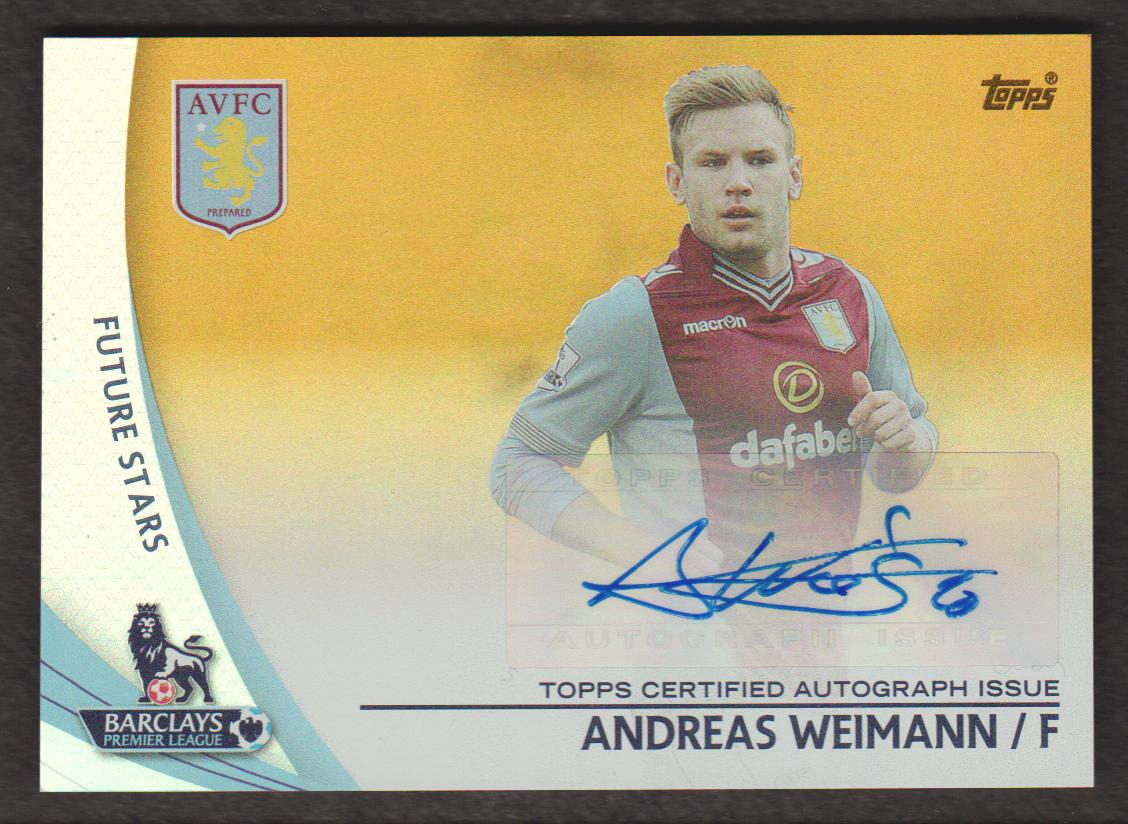 2013-14 Topps English Premier League Gold Star Players Autographs Gold #SPAW Andreas Weimann