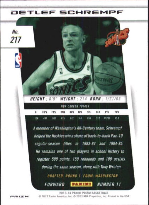 2013-14 Panini Prizm Prizms Red White and Blue Mosaic #217 Detlef Schrempf
