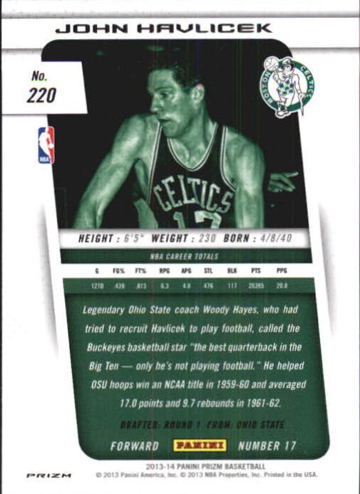 2013-14 Panini Prizm Prizms Red White and Blue Mosaic #220 John Havlicek