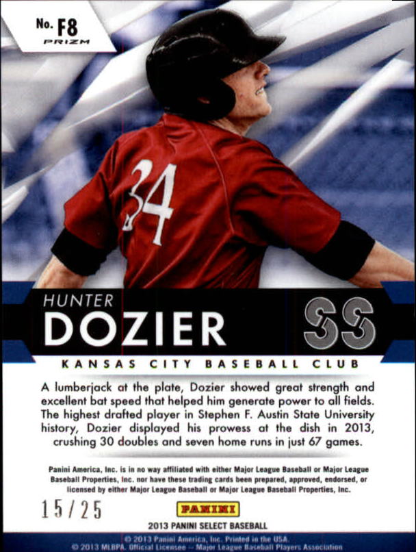 2013 Select Select Future Prizm Gold #8 Hunter Dozier back image
