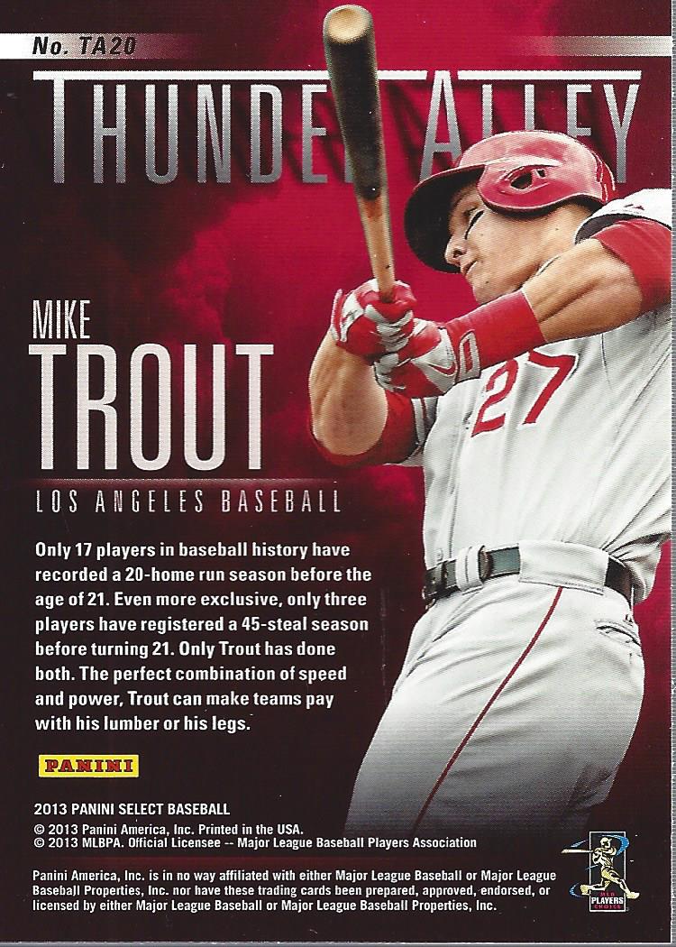 2013 Select Thunder Alley #20 Mike Trout back image