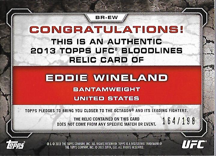 2013 Topps UFC Bloodlines Fighter Relics #BREW Eddie Wineland back image