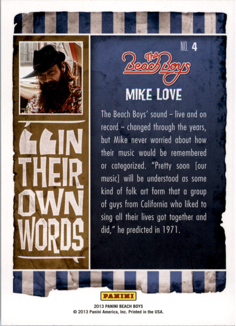 2013 Panini The Beach Boys In Their Own Words Gold Surfer #4 Mike Love back image