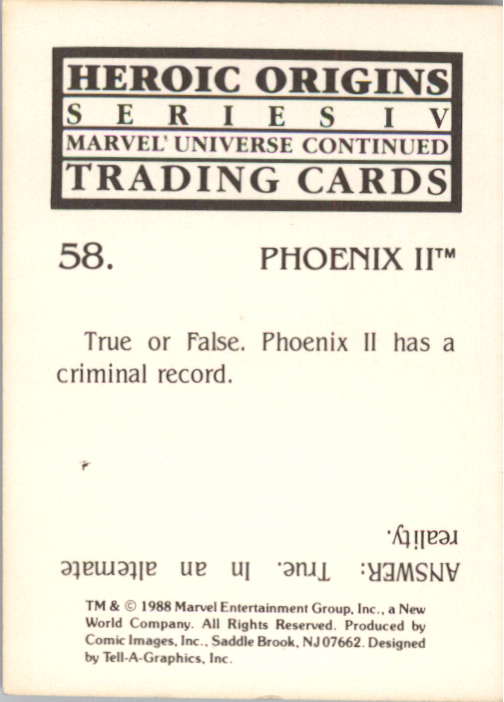 1988 Comic Images Heroic Origins #58 Phoenix II back image