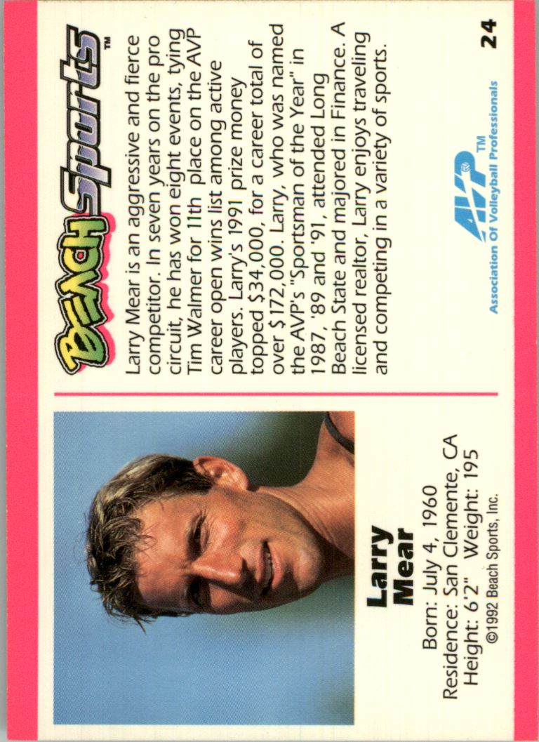 1992 Beach Sports #24 Larry Mear back image