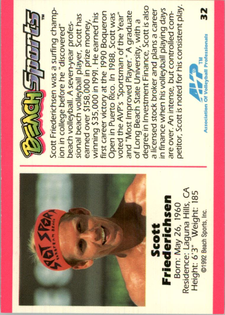 1992 Beach Sports #32 Scott Friederichsen back image