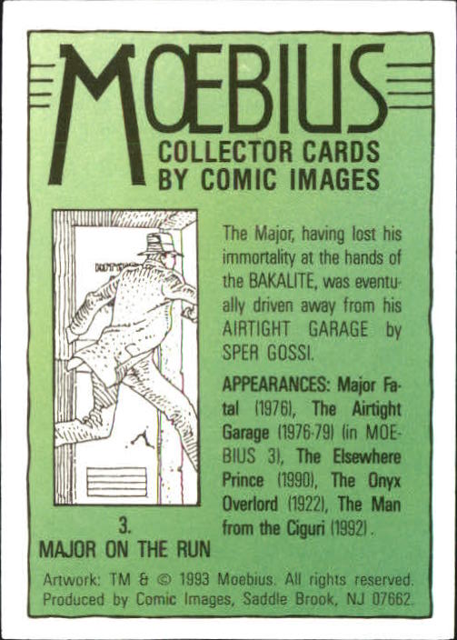 1993 Comic Images Moebius #3 Major on the Run back image