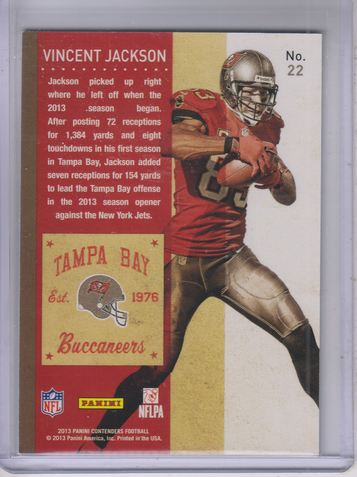 2013 Panini Contenders Playoff Ticket #22 Vincent Jackson back image