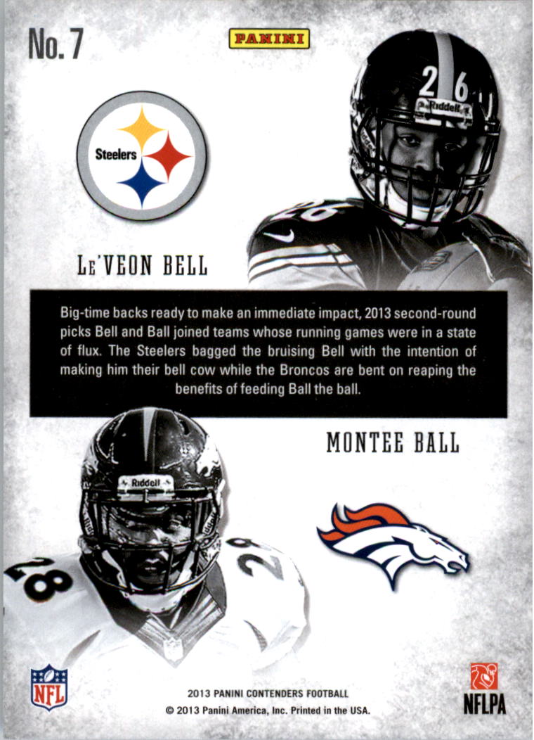 2013 Panini Contenders Round Numbers Gold #7 Le'Veon Bell/Montee Ball back image