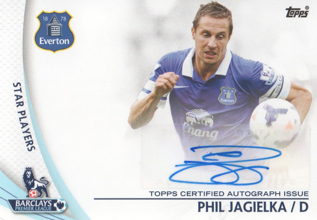 2013-14 Topps English Premier League Gold Star Players Autographs #SPPJ Phil Jagielka