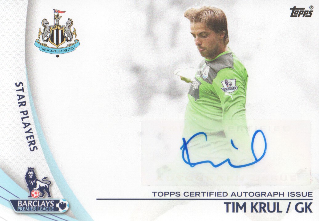 2013-14 Topps English Premier League Gold Star Players Autographs #SPTK Tim Krul