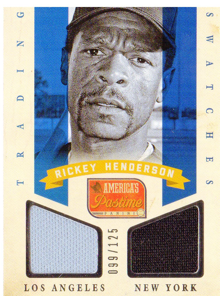 2013 Panini America's Pastime Trading Swatches #1 Rickey Henderson/125