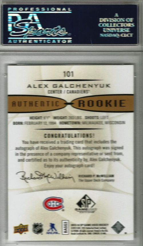2013-14 SP Game Used Gold Autographs #101 Alex Galchenyuk D back image