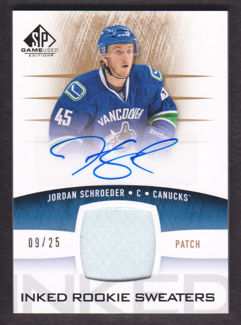 2013-14 SP Game Used Inked Rookie Sweaters Patches #IRSSC Jordan Schroeder
