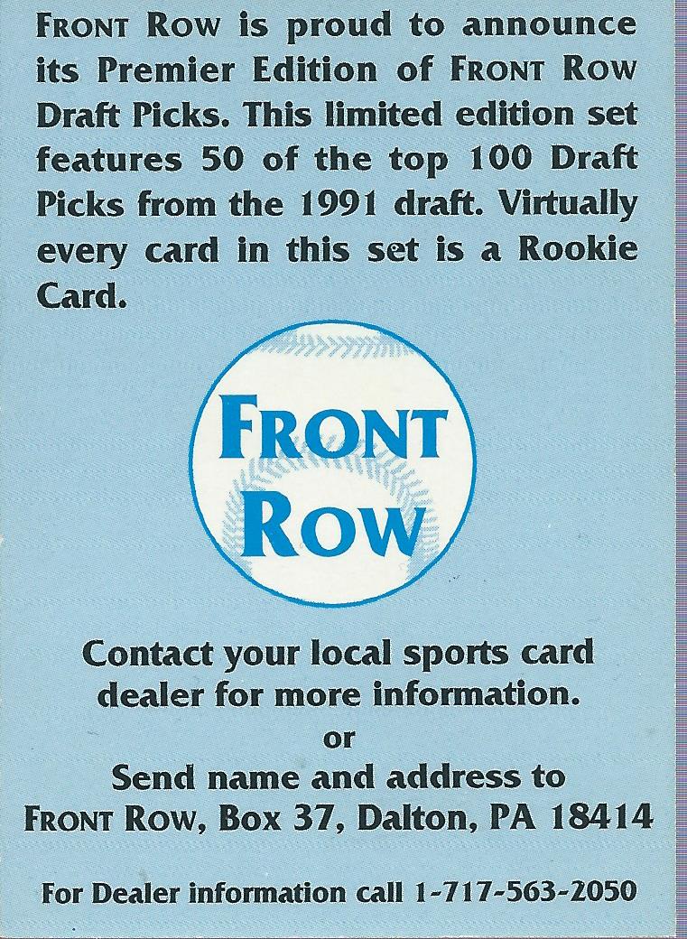 1991 Front Row Draft Picks Promos #2 Chris Durkin back image