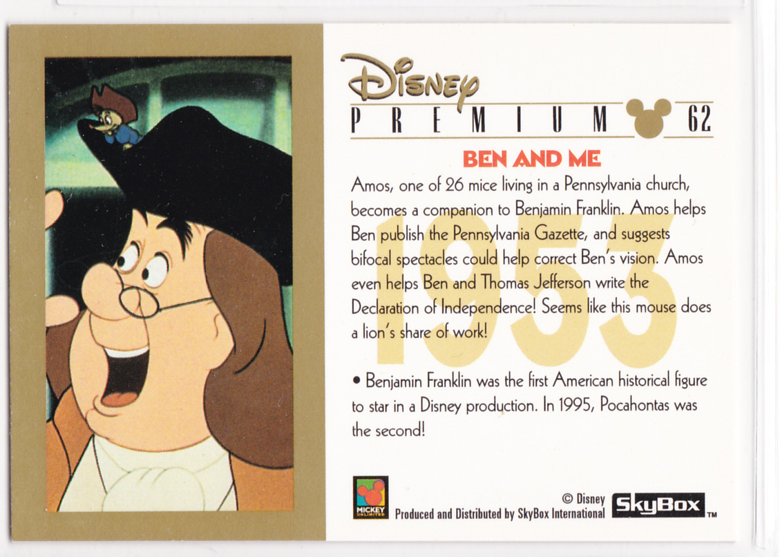 1995 SkyBox Disney Premium #62 Ben and Me back image