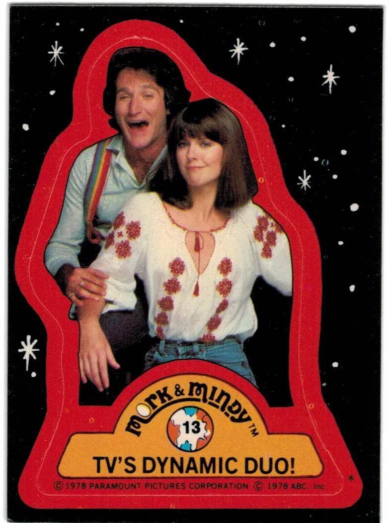 1978 Topps Mork and Mindy Stickers 13 TV's Dynamic Duo NMMT