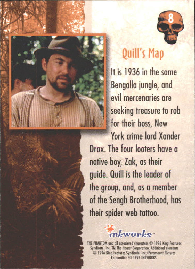 1996 Inkworks The Phantom Movie #8 Quill's Map back image
