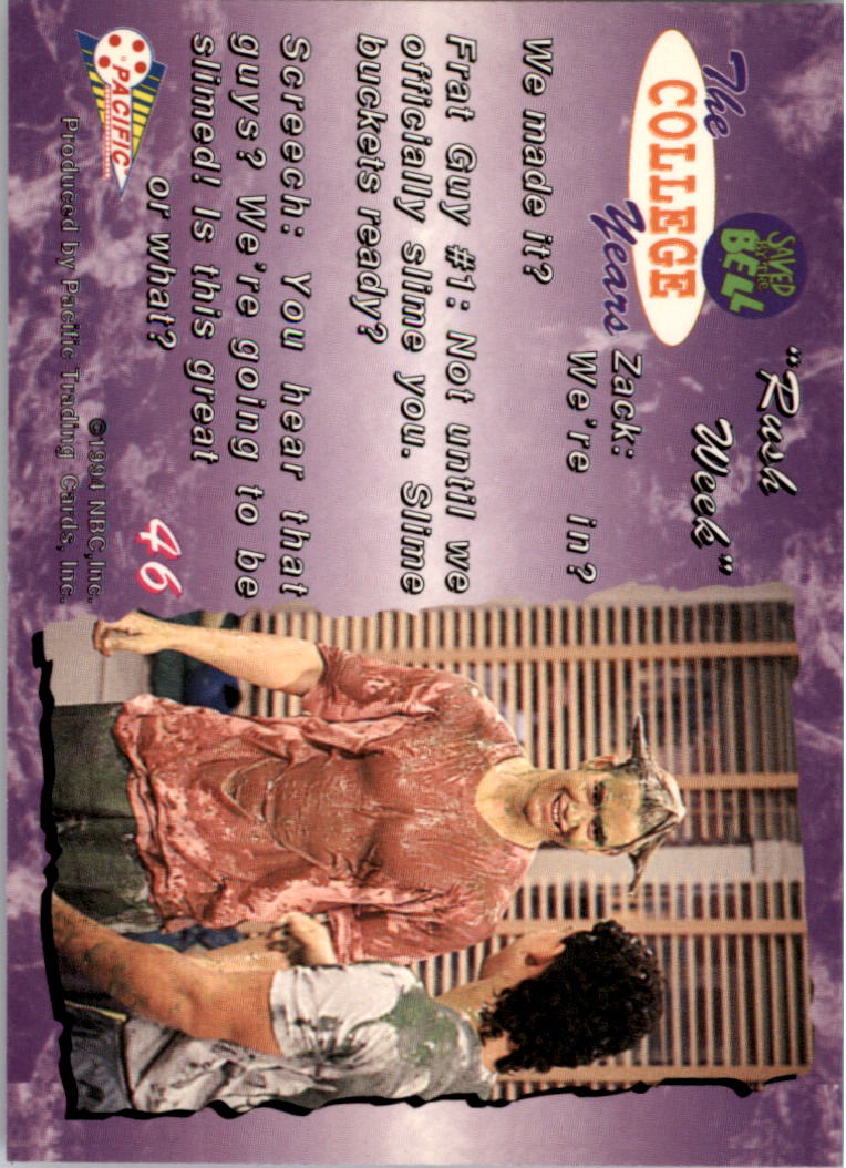 1994 Pacific Saved by the Bell The College Years #46 Zack and Slater back image