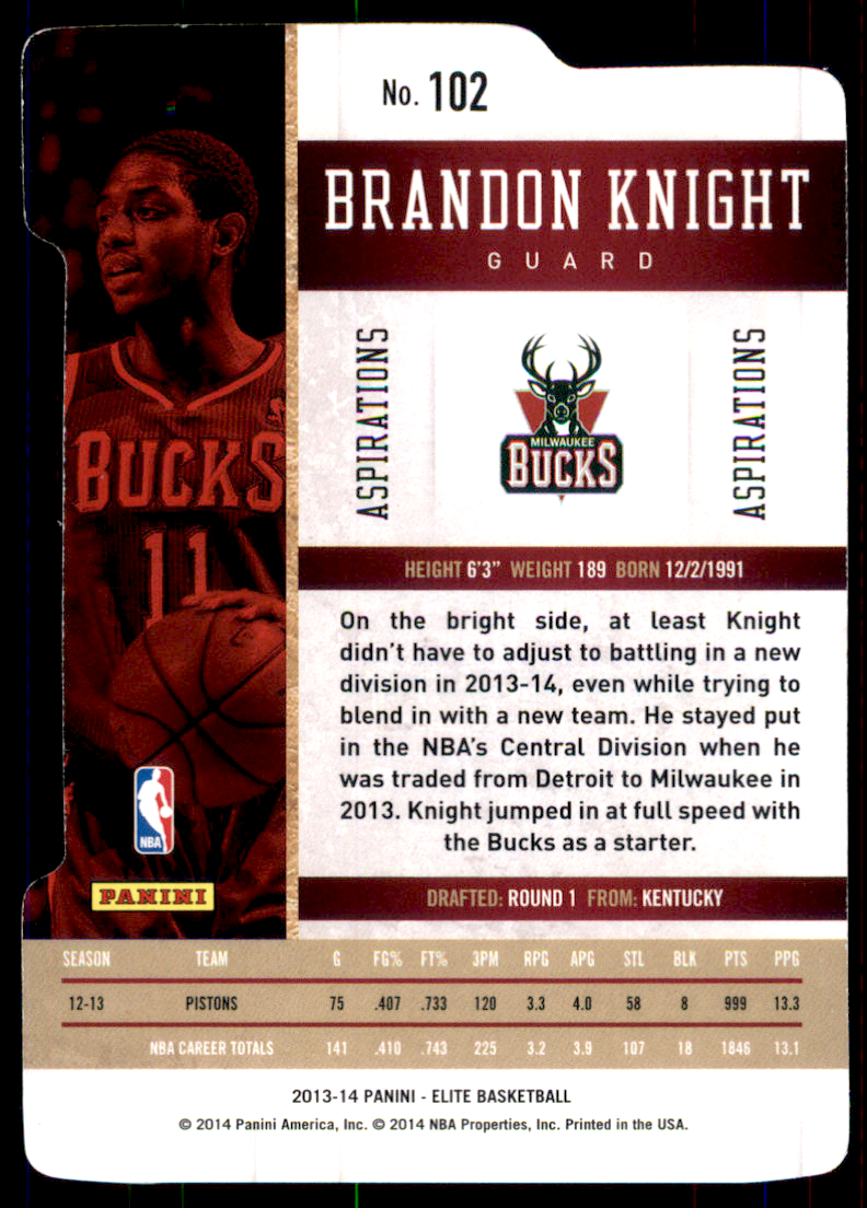2013-14 Elite Aspirations #102 Brandon Knight/89 back image