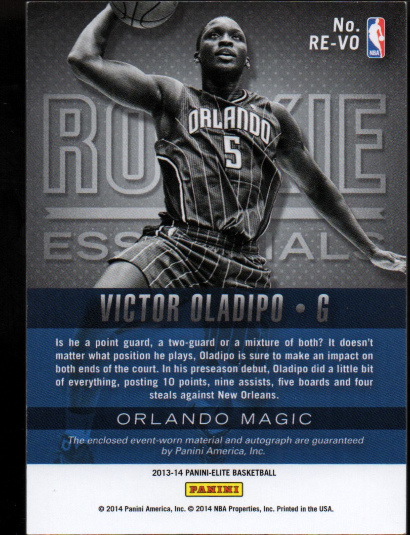 2013-14 Elite Rookie Essentials Autograph Jerseys #11 Victor Oladipo/149 back image