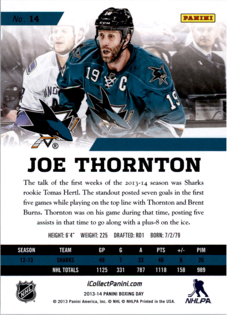2013-14 Absolute #14 Joe Thornton back image